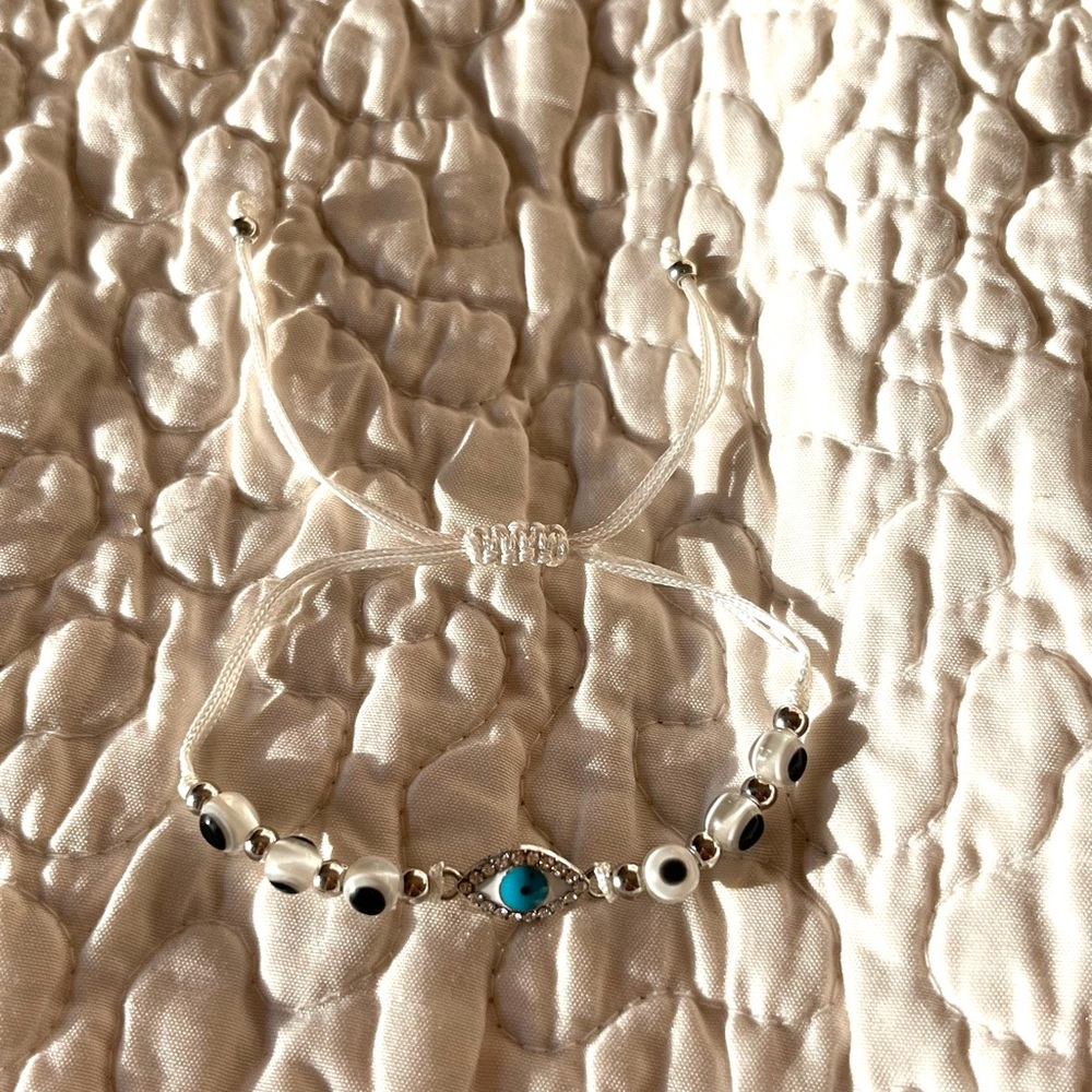 White evil eye bracelet